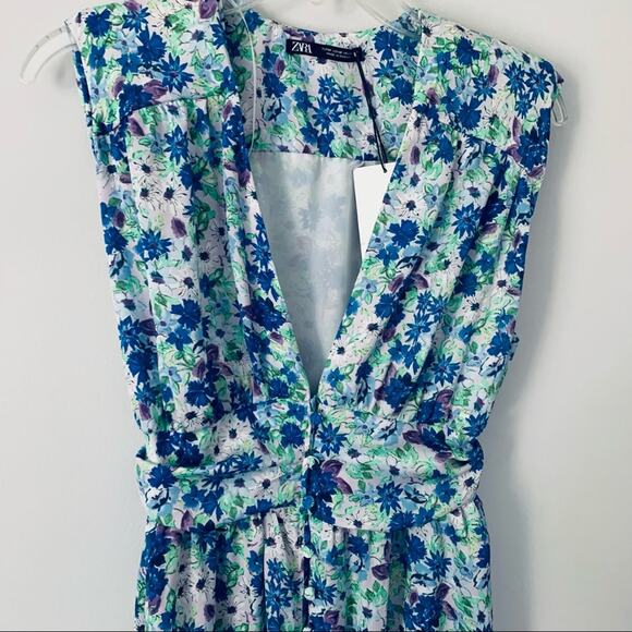 Zara floral printed sleeveless midi dress size Medium - Picture 7 of 16
